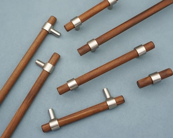 Adjustable Natural Wood Drawer Handles: Beech & Black Walnut Cabinet Pulls, Kitchen knobs,Furniture Hardware