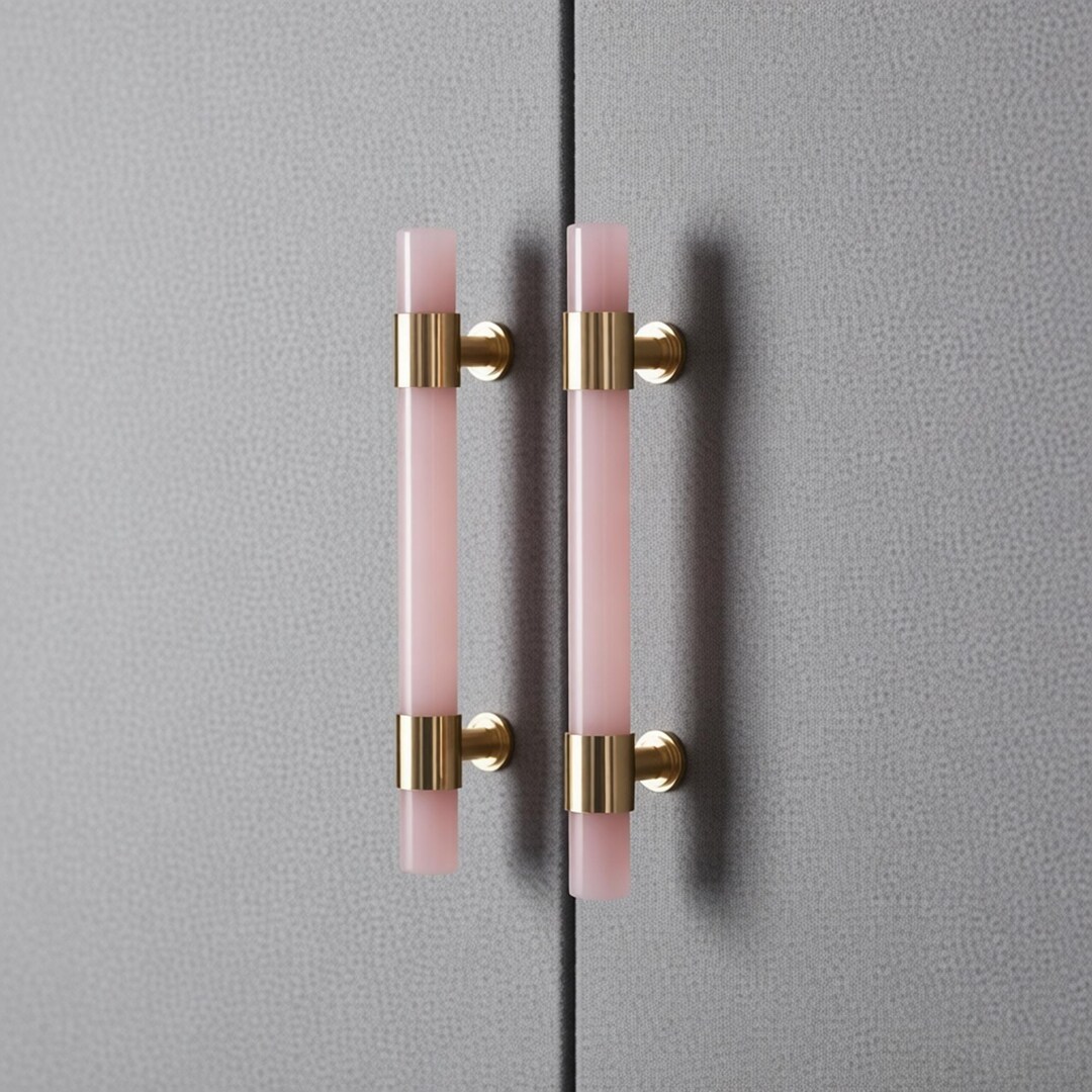 Natural Crystal Drawer Pull,light Pink Dresser Handles,white Stone ...