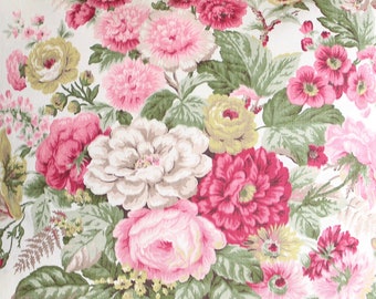 1930s - 1940's Vintage Waverly Modern Rose Floral Print Pattern Repurposed Custom Designer Fabric Pillow Cover Cushion 16x16 18x18 20x20