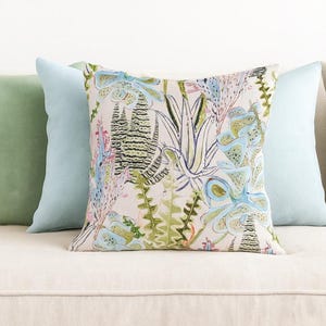 Pastel Succulents & Ferns Botanical Tropical Plants Designer Modern Home Decor Decorative Accent Throw Pillows Covers 36x22x20x14x16x18”
