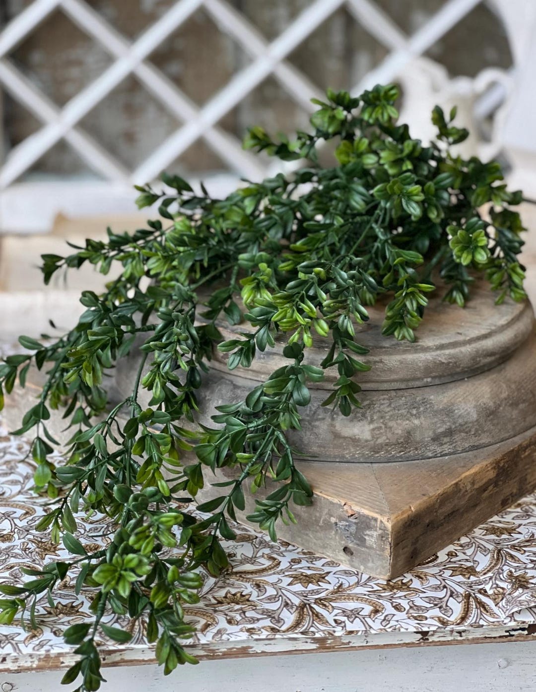 Tonal Boxwood Hanging Bush - Everyday Greenery Artificial Pillar Taper ...
