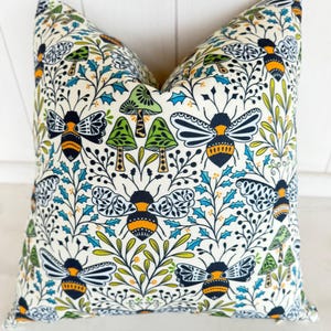 Botanical Pillow Natural Habitat of Bees and Moths Wildflowers & Grasses Moon Phases Botanical Lumbar Pillows Art Deco Boho Style Home Decor