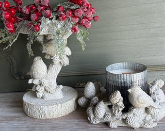 Icy Berry Cedar Candle Ring | Frosted Holiday Candle Wreath | Red Berry & Evergreen Winter Decor | Christmas Centerpiece Accent