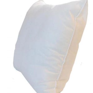 May include: A white square pillow with a white seam around the edges.