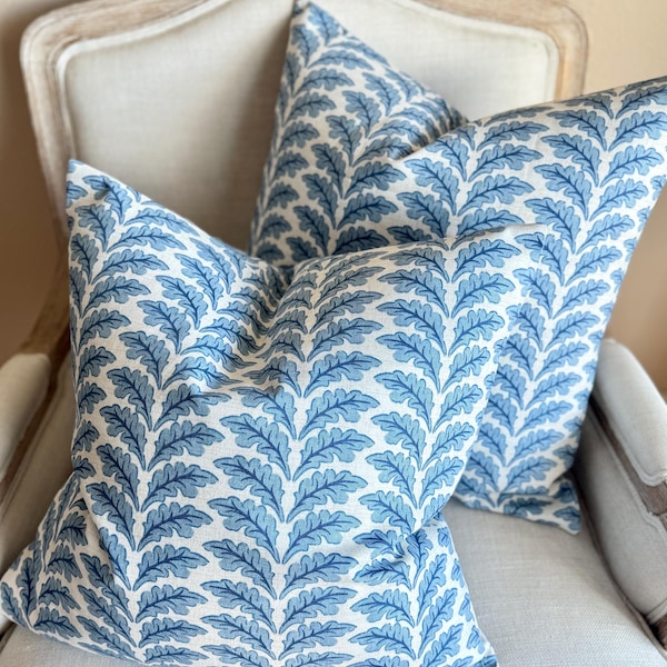 Morris Leaf Pillow Cover: Botanical Linen Throw Pillow