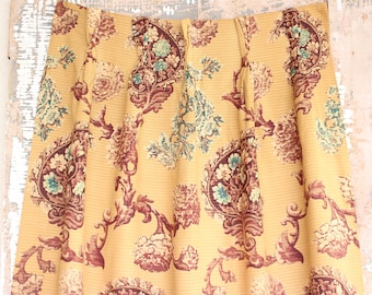 Vintage Floral Drapery Panels: Boho Indian Block Print, Cotton Linen (42x86)