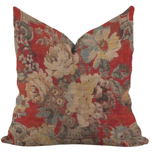 Housse de coussin décoratif floral rustique : accent de lin de style européen vintage