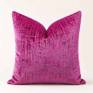 Magenta Plush Luxe Velvet Pillow: Abstract Modern Contemporary Home Decor