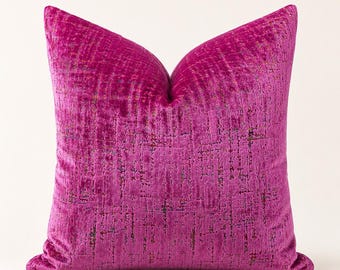 Magenta Plush Luxe Velvet Pillow: Abstract Modern Contemporary Home Decor