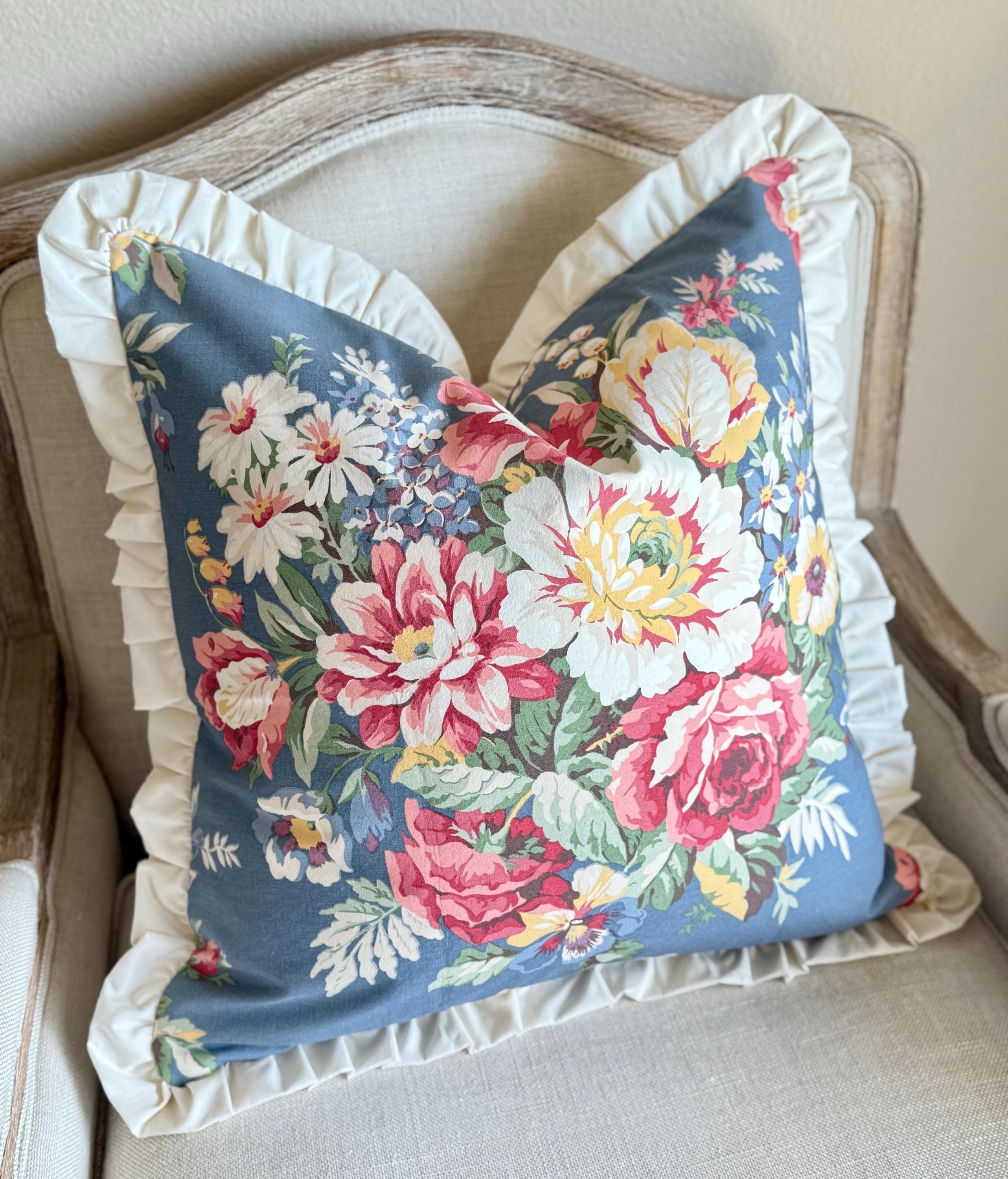 Ralph Lauren Blue Floral Bandana Pillow Cover Blue Floral Pillow Cover | Maddie – Porter Lane Home main image 3
