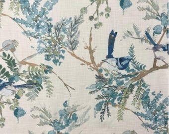 Custom Pillows ~ Watercolor Nature Botanical Blue Birds Floral Woodland Cushion Designer Decorative Accent Throw Pillow Covers 36x22x20x18”