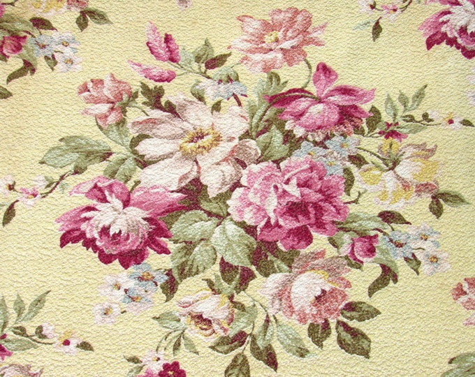 Pink Cabbage Rose and Lilac Floral Vintage Barkcloth Fabric Pillow Etsy