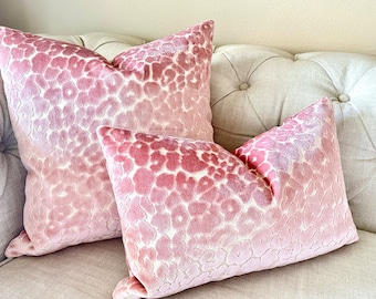 Blush Velvet Animal Print Pillow Cover: Modern Plush Throw Pillow