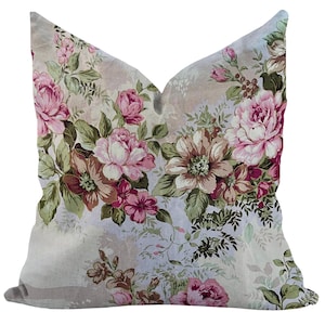 Floral Pillow Cover: Antique Pink Rose Garland, Shabby Chic Decor