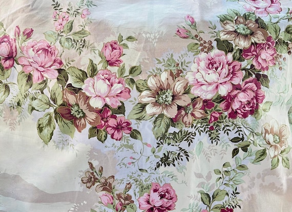 Gorgeous Garlands of Pink Roses Vintage 1930s Fabric Unused 
