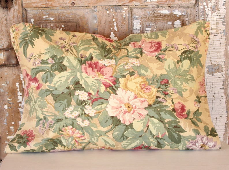 Vintage RALPH LAUREN Pillow Antique Pink & Yellow Floral Etsy