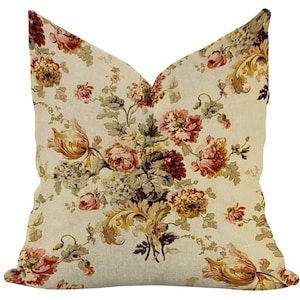 Vintage Ralph Lauren Floral Pillow Cover: English Cottage Rose Accent Pillow image 1