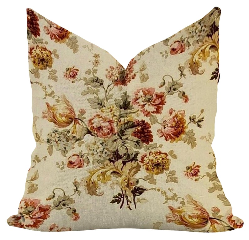 Vintage Ralph Lauren Floral Pillow Cover: English Cottage Rose Accent Pillow image 1