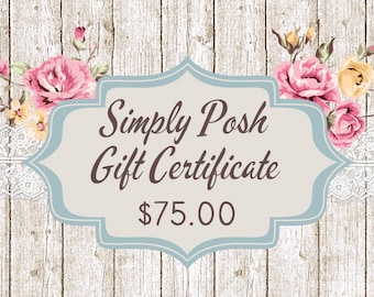 Shabby Chic Vintage Home Decor ~ SIMPLY POSH ETSY GiFT CERTiFICATE ~ Electronic Instant Download Printable Gift Card  ~ Pillows Covers