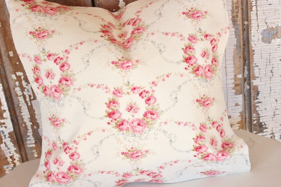 Shabby Chic Pillow Cover French Rococo Floral Pink Roses Etsy