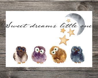 Sweet Dream Owls Nursery Wall Art