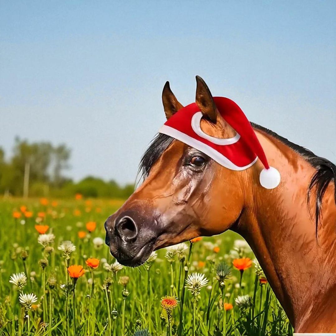 Festive Santa Hat for Horses, Christmas Equestrian Costume | Holiday ...