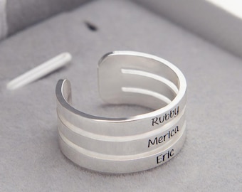 Personalized Sterling Silver Stackable Name Ring: Engraved Minimalist Band