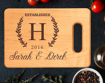 Tabla de cortar grabada personalizada, decoración de cocina personalizada, regalo de inauguración de la casa, regalo de aniversario o boda para parejas.