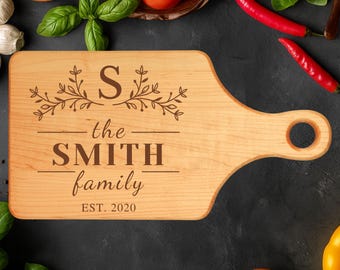 Tabla de cortar grabada personalizada, decoración de cocina personalizada, regalo de inauguración de la casa, regalo de aniversario o boda para parejas.