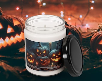 Vela de soja Jack O' Lantern: aroma de abóbora e especiarias, decoração de Halloween