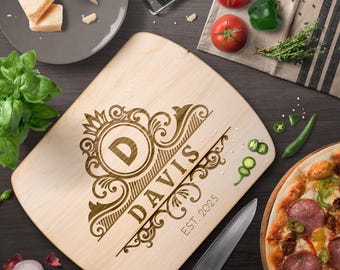 Tabla de cortar grabada personalizada, decoración de cocina personalizada, regalo de inauguración de la casa, regalo de aniversario o boda para parejas.