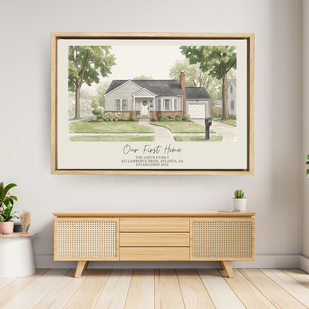 Custom House Portrait Watercolor, Personalized First Home Gift, New ...