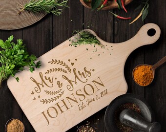Tabla de cortar grabada personalizada, decoración de cocina personalizada, regalo de inauguración de la casa, regalo de aniversario o boda para parejas.