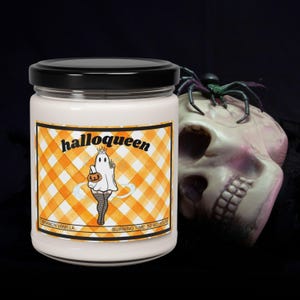 Halloqueen Scented Candle: Funny Ghost in Fishnets Halloween Decor