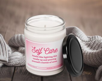 Funny Self Care Candle: Novelty Wine Lover Gift