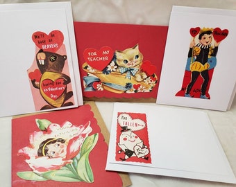 Valentine Greeting Cards with Vintage Valentines, Nostalgia, Teacher Cards, Valentine Exchange