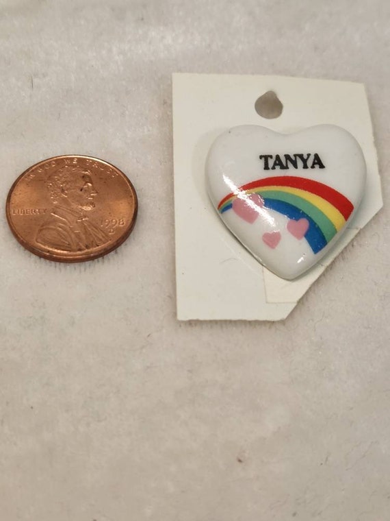 Nostalgic Vintage Rainbow Heart Shaped Name Pin, … - image 5