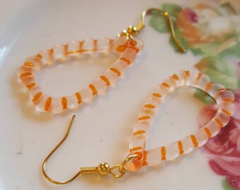 Dreamsicle Dangle Earrings, Vintage Plastic Charms, Orange Earrings