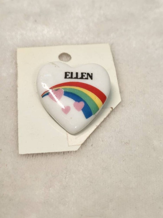 Nostalgic Vintage Rainbow Heart Shaped Name Pin, … - image 3
