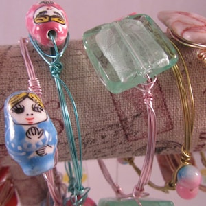 Bangle Bracelets with Beads -Your Choice of Beads and Wire!