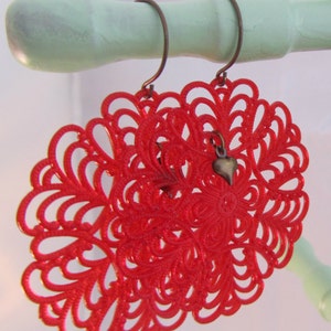 Filigree Earrings, Red