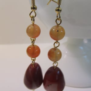 Carnelian Teardrop Beaded Earrings