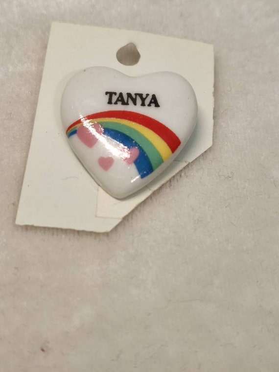 Nostalgic Vintage Rainbow Heart Shaped Name Pin, … - image 4