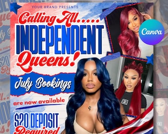 July Booking Flyer, July Bookings, 4th of July Booking Flyer, July Books Open, Appointment Flyer, Hair Nails Lashes Makeup, Book Now Flyer