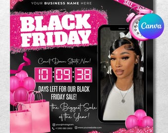 Folleto de Black Friday, folleto de ofertas de Black Friday, folleto especial de Black Friday, folleto de Cyber Monday, folleto de Pink Friday, folleto de ofertas flash, Canva