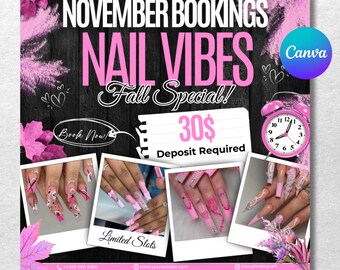 November Nail Booking Flyer: Fall Special, Canva Editable