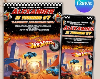 Hot Wheels Birthday Invitation: Race Car Party, wheels invitation, boy birthday invitation template, Editable Template (Digital Download)