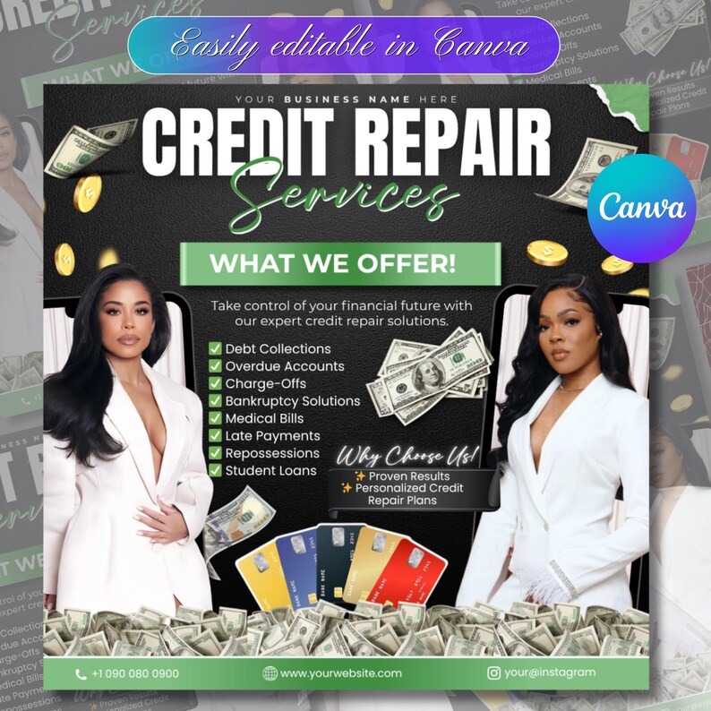 Credit Repair Flyer: Social Media Canva Template - Etsy