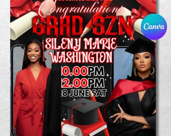 Graduate Flyer, Graduation Party Flyer, Graduation Invitation, College Decision, Class of 2026 Flyer, Senior Grad Announce, Canva Editable