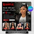 HairFlix Booking Flyer Template: Braids, Wigs, & Styles (Canva Editable)